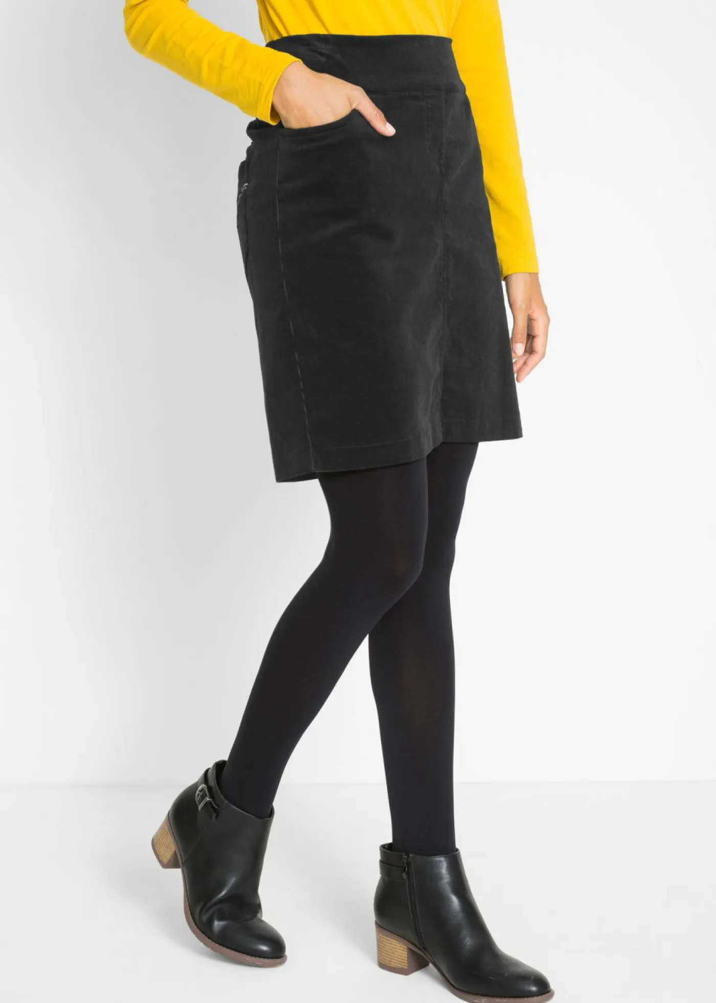 Mujer bonprix bonprix Falda de algodón de pana, elástica, con cintura cómoda