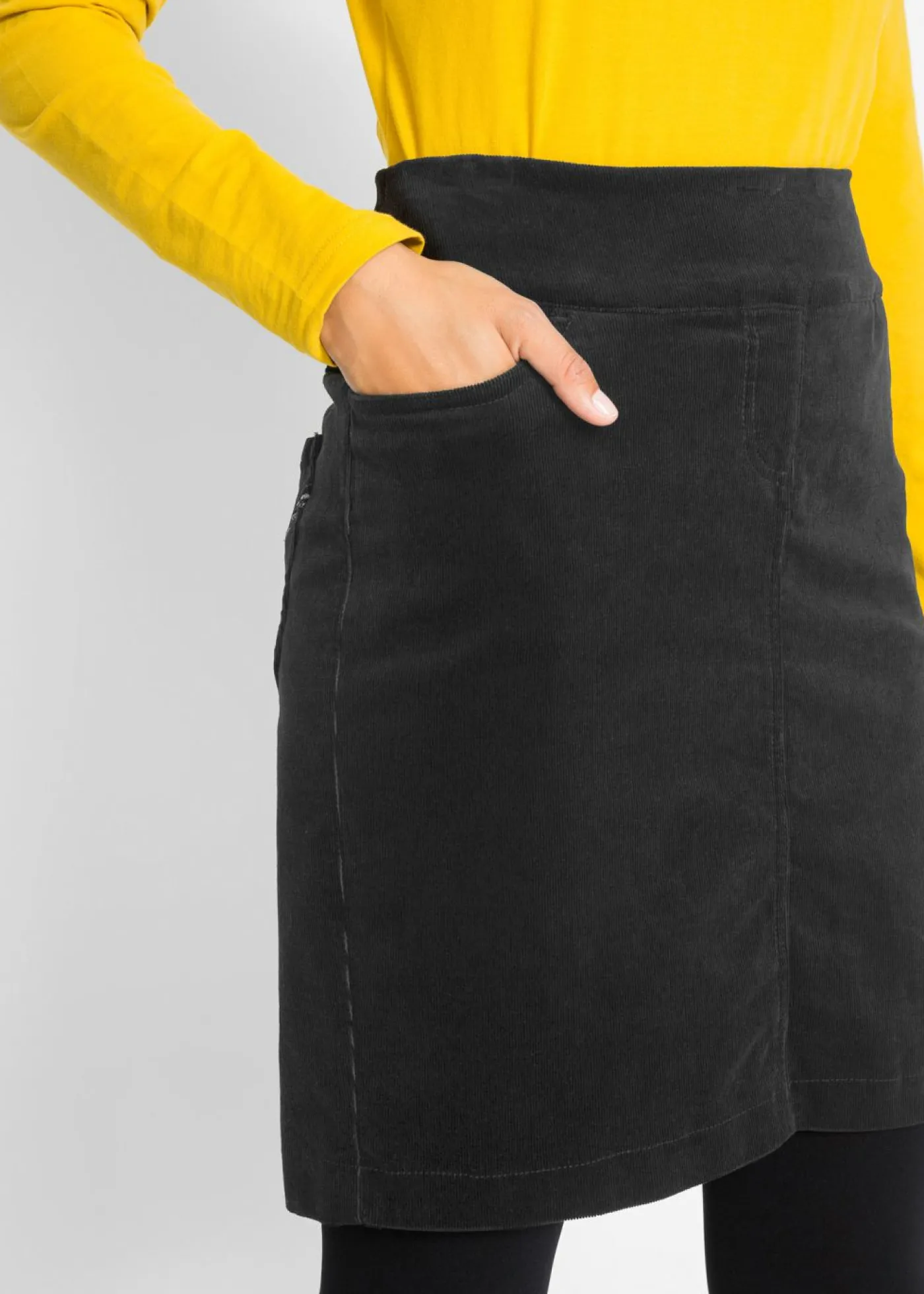 Mujer bonprix bonprix Falda de algodón de pana, elástica, con cintura cómoda