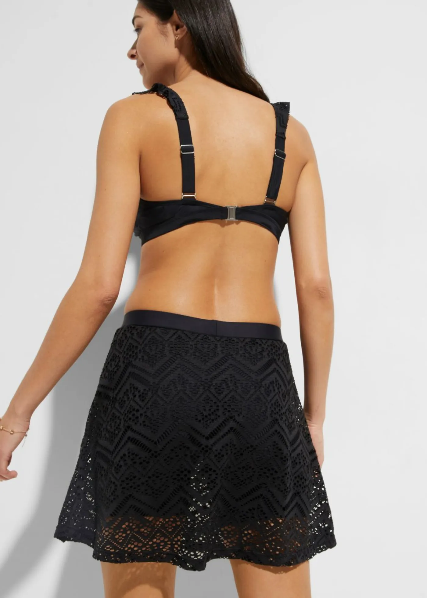 bonprix bonprix Conjuntos De Traje De Baño|Tankinis>Falda de baño con encaje Negro