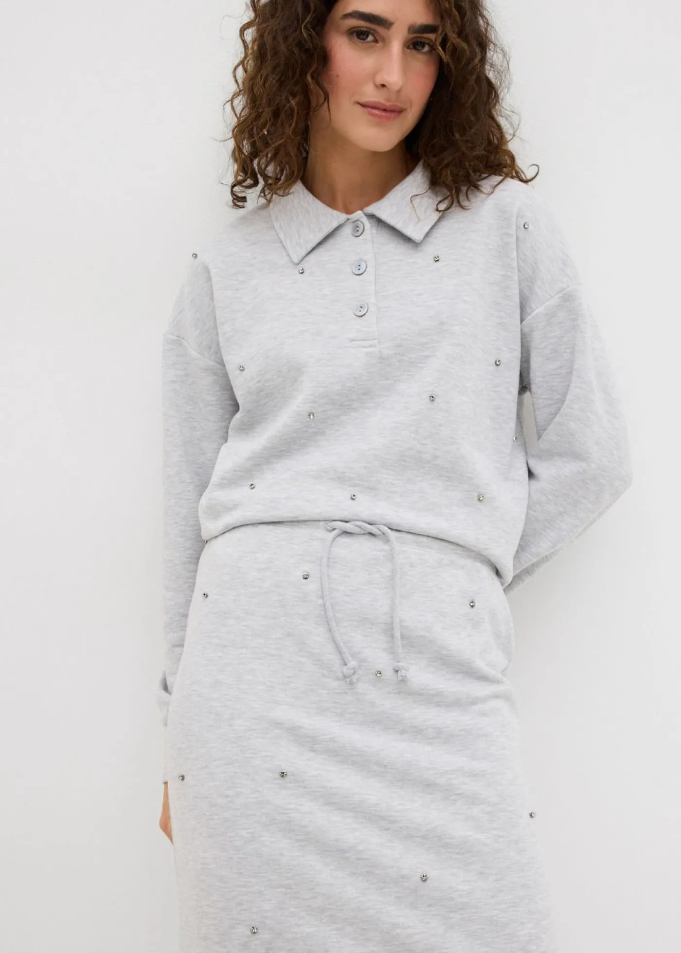 Mujer bonprix bonprix Falda de chándal con tachuelas