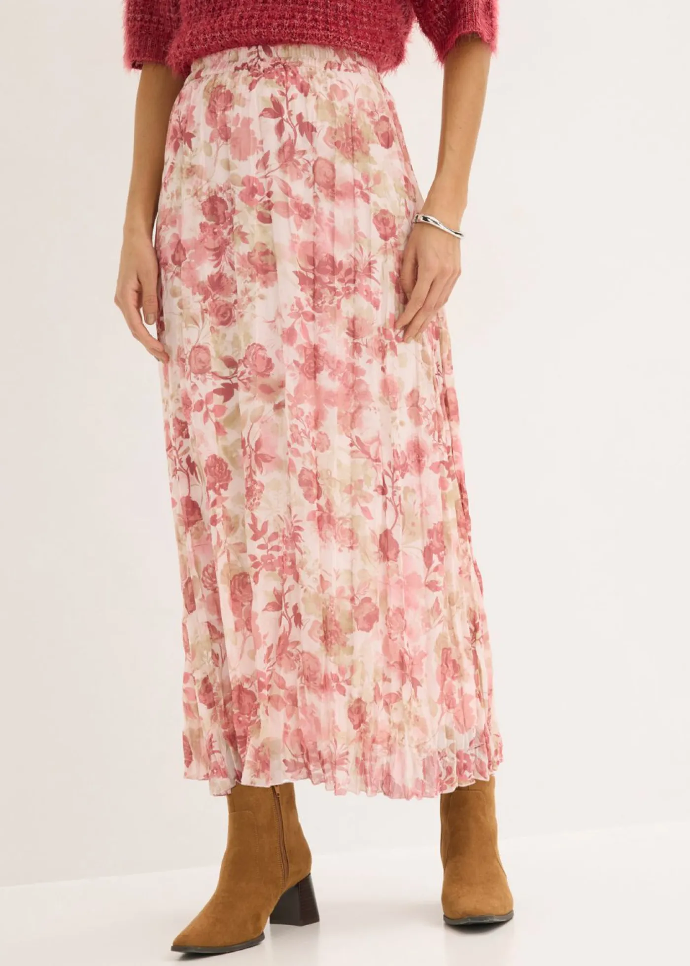 Mujer bonprix bonprix Falda de gasa con efecto arrugado