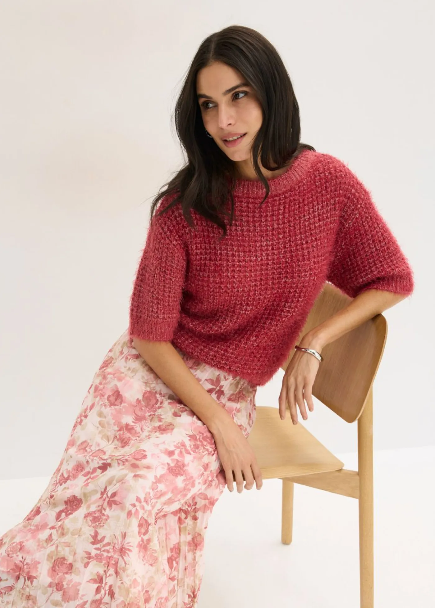 Mujer bonprix bonprix Falda de gasa con efecto arrugado