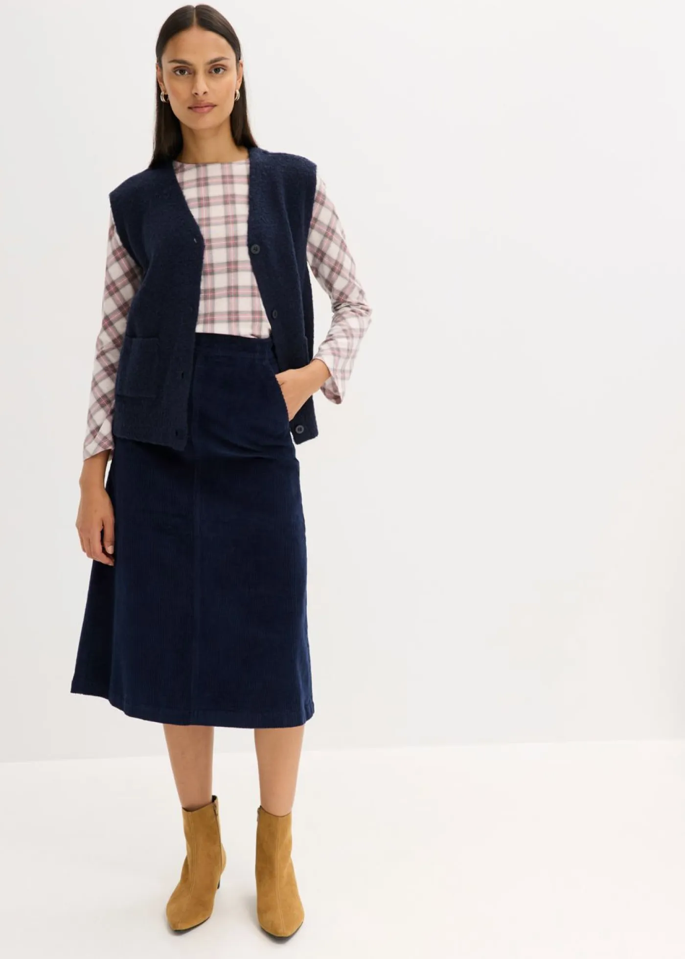 bonprix bonprix Faldas>Falda de pana azul tinta