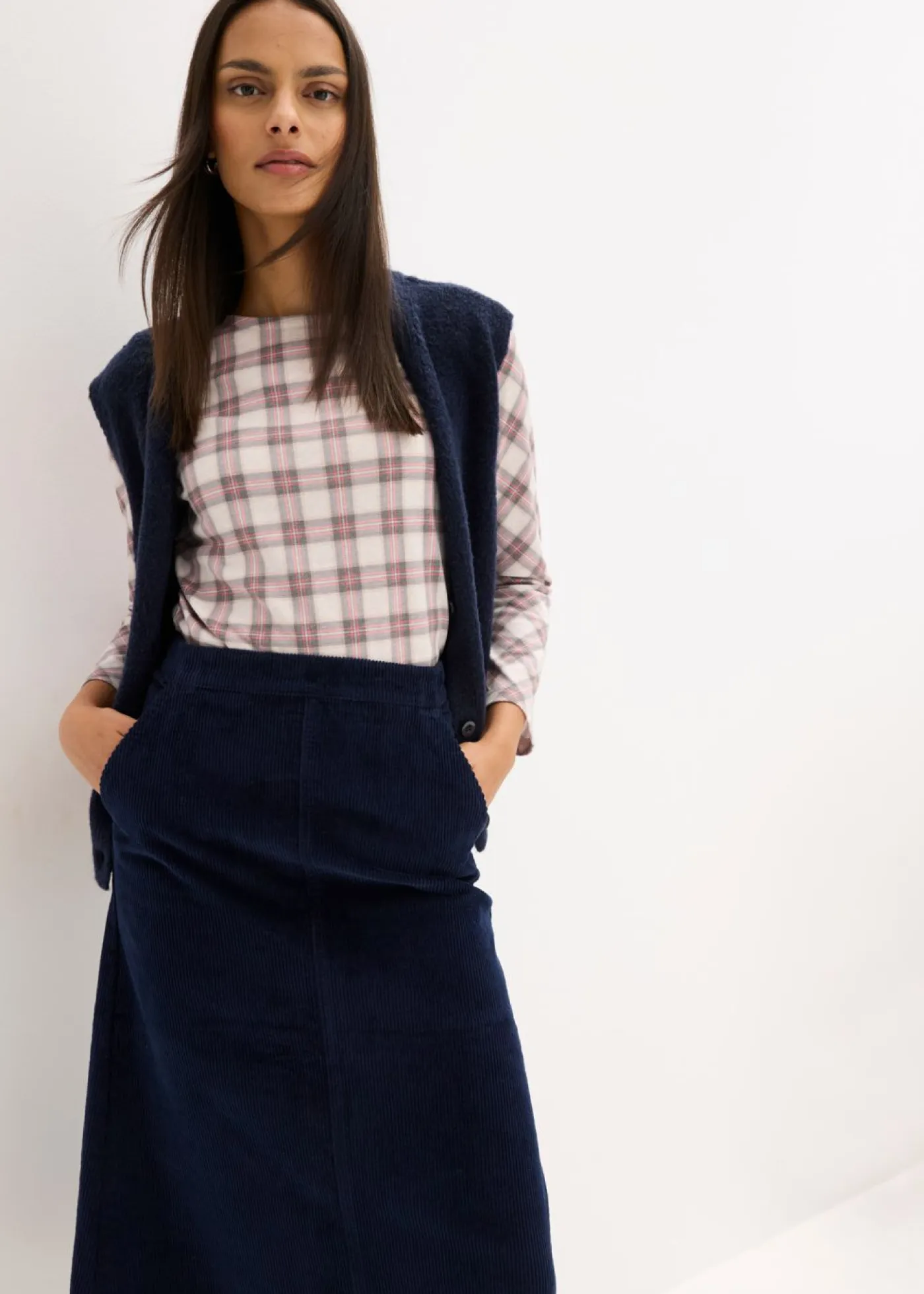 bonprix bonprix Faldas>Falda de pana azul tinta