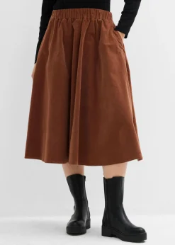 bonprix bonprix Faldas>Falda de pana de mezcla de algodón marrón ladrillo