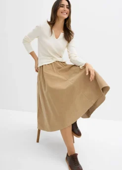 Mujer bonprix bonprix Falda de pana de mezcla de algodón