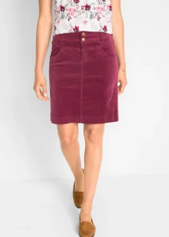 bonprix bonprix Faldas>Falda de pana elástica Rojo atardecer