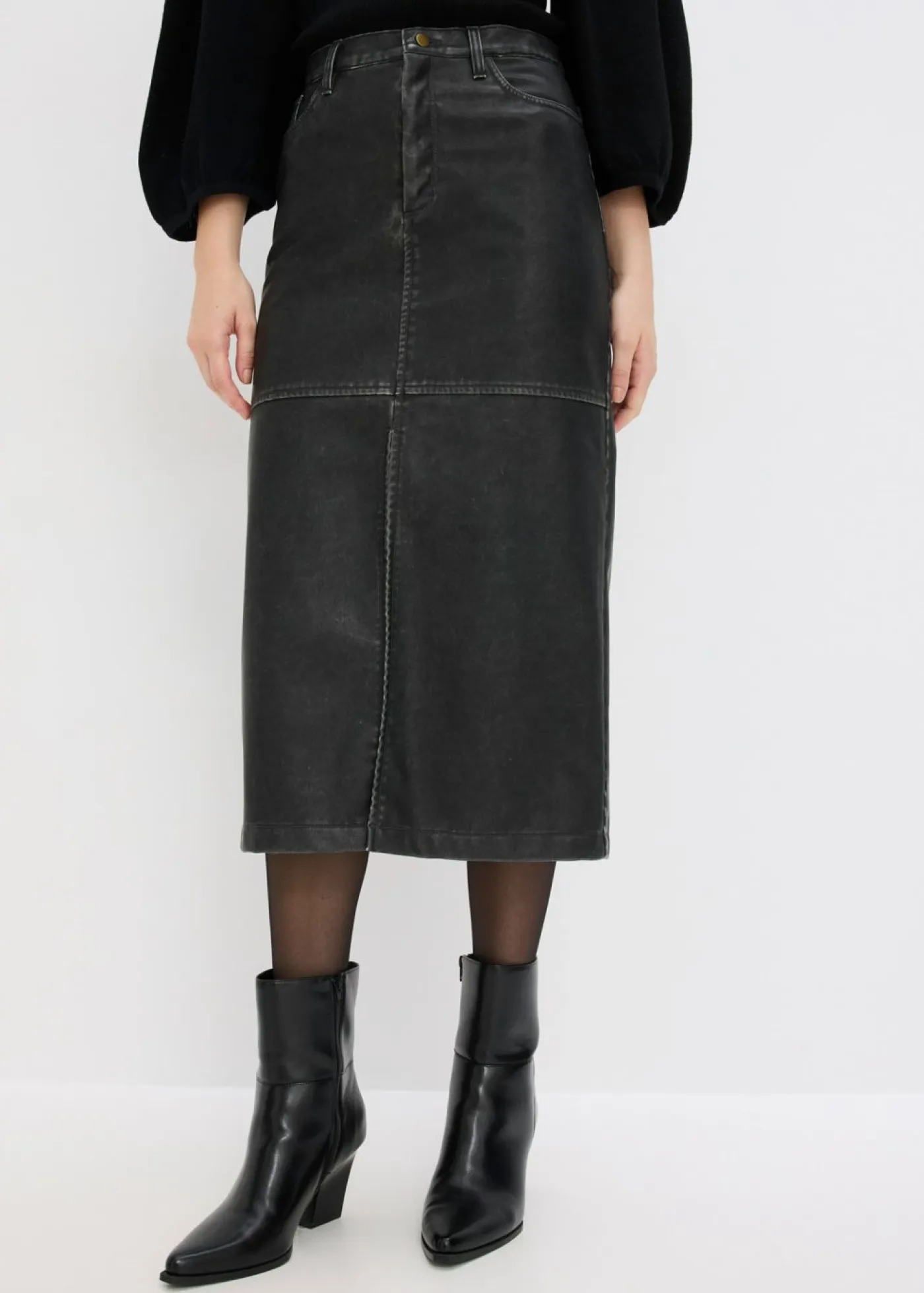 Mujer bonprix bonprix Falda de piel sintética