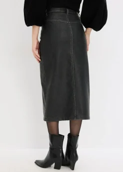 Mujer bonprix bonprix Falda de piel sintética