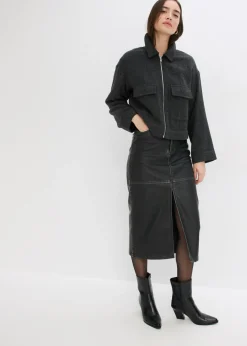 Mujer bonprix bonprix Falda de piel sintética