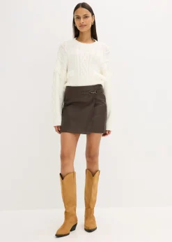 Mujer bonprix bonprix Falda de piel sintética