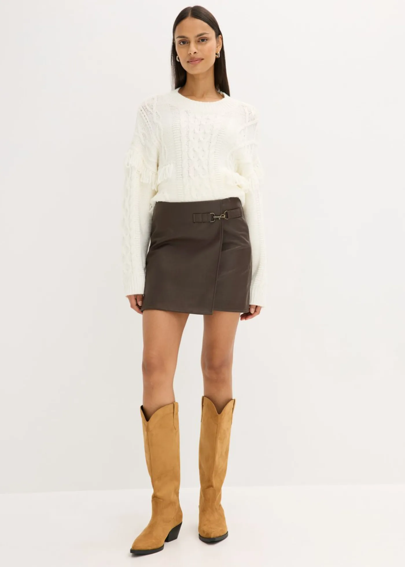 Mujer bonprix bonprix Falda de piel sintética