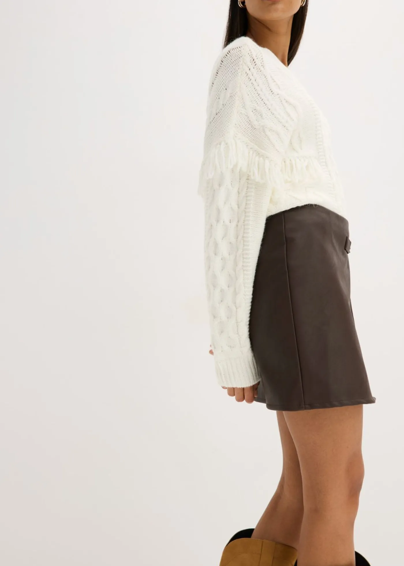 Mujer bonprix bonprix Falda de piel sintética