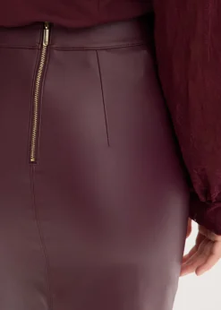 Mujer bonprix bonprix Falda de piel sintética hasta la rodilla con ajuste favorecedor