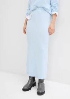 bonprix bonprix Faldas|Ropa Cómoda>Falda de punto con aspecto de punto Azul pálido jaspeado