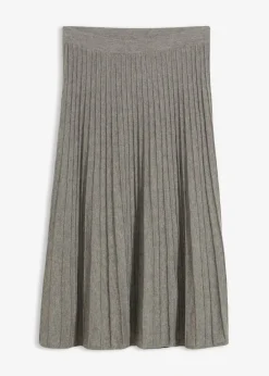 bonprix bonprix Premium|Faldas>Falda de punto con lana merino Gris jaspeado