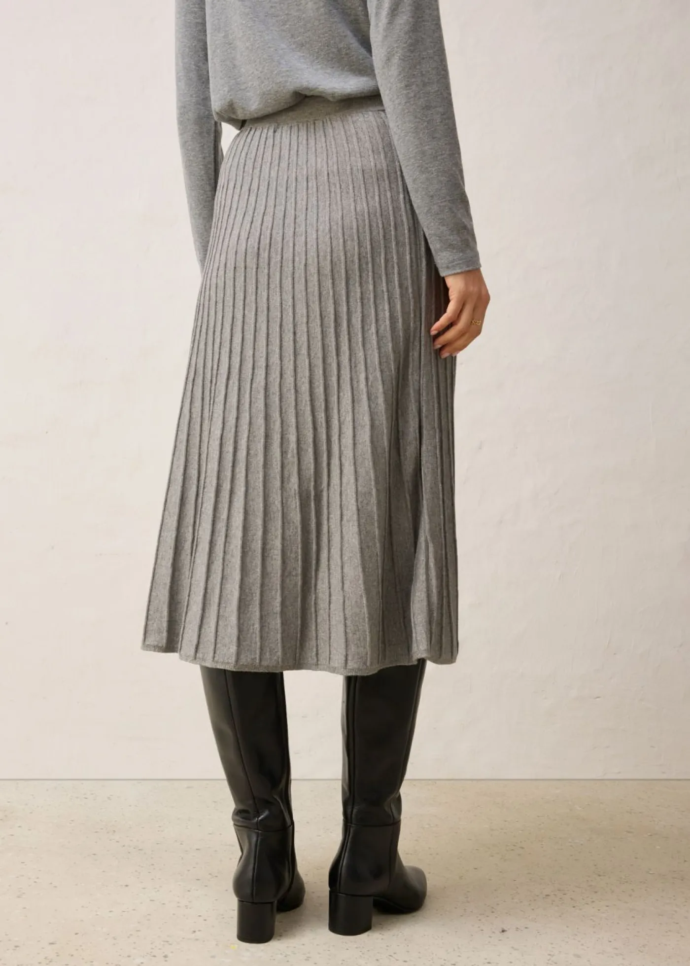 bonprix bonprix Premium|Faldas>Falda de punto con lana merino Gris jaspeado