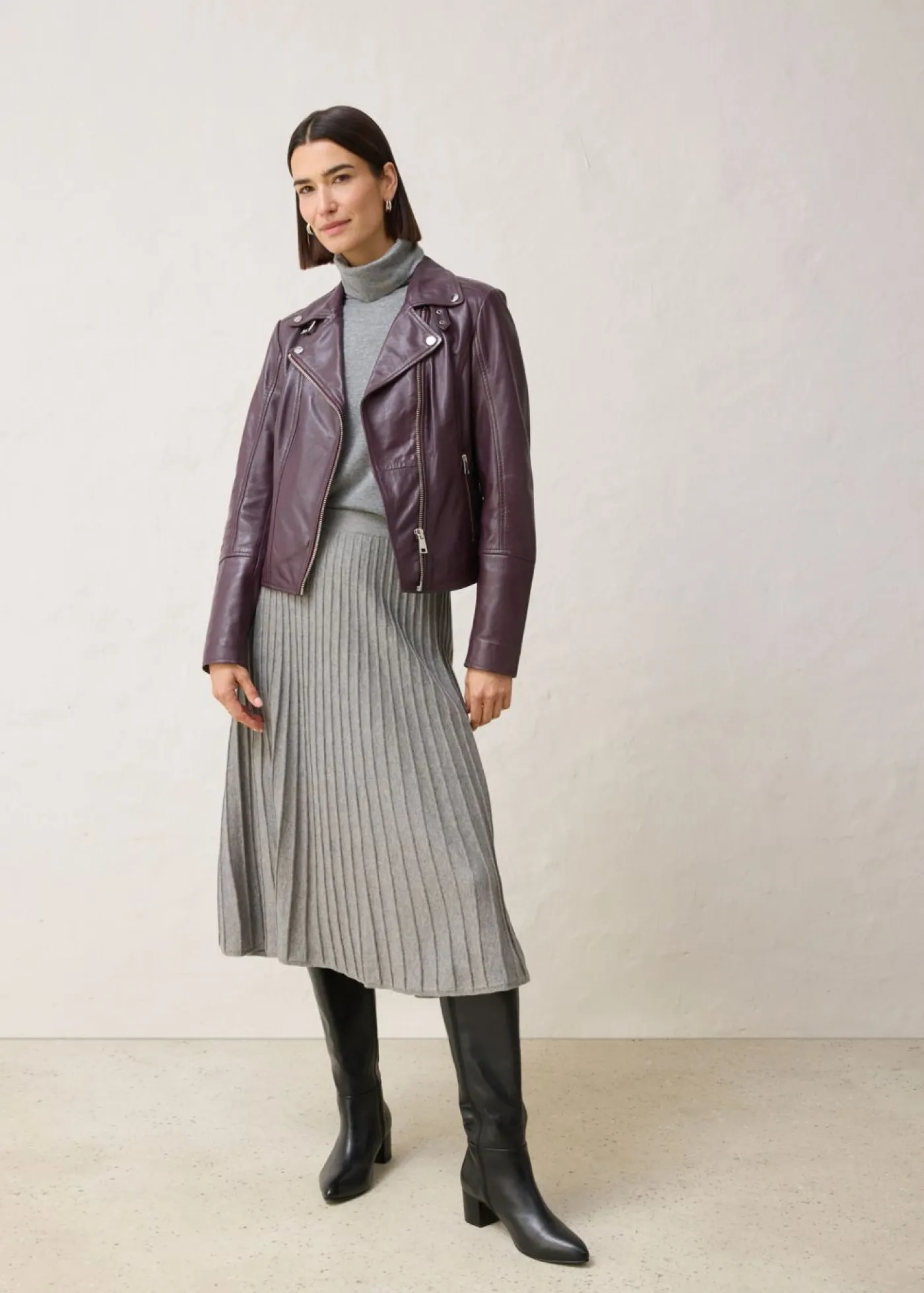 bonprix bonprix Premium|Faldas>Falda de punto con lana merino Gris jaspeado