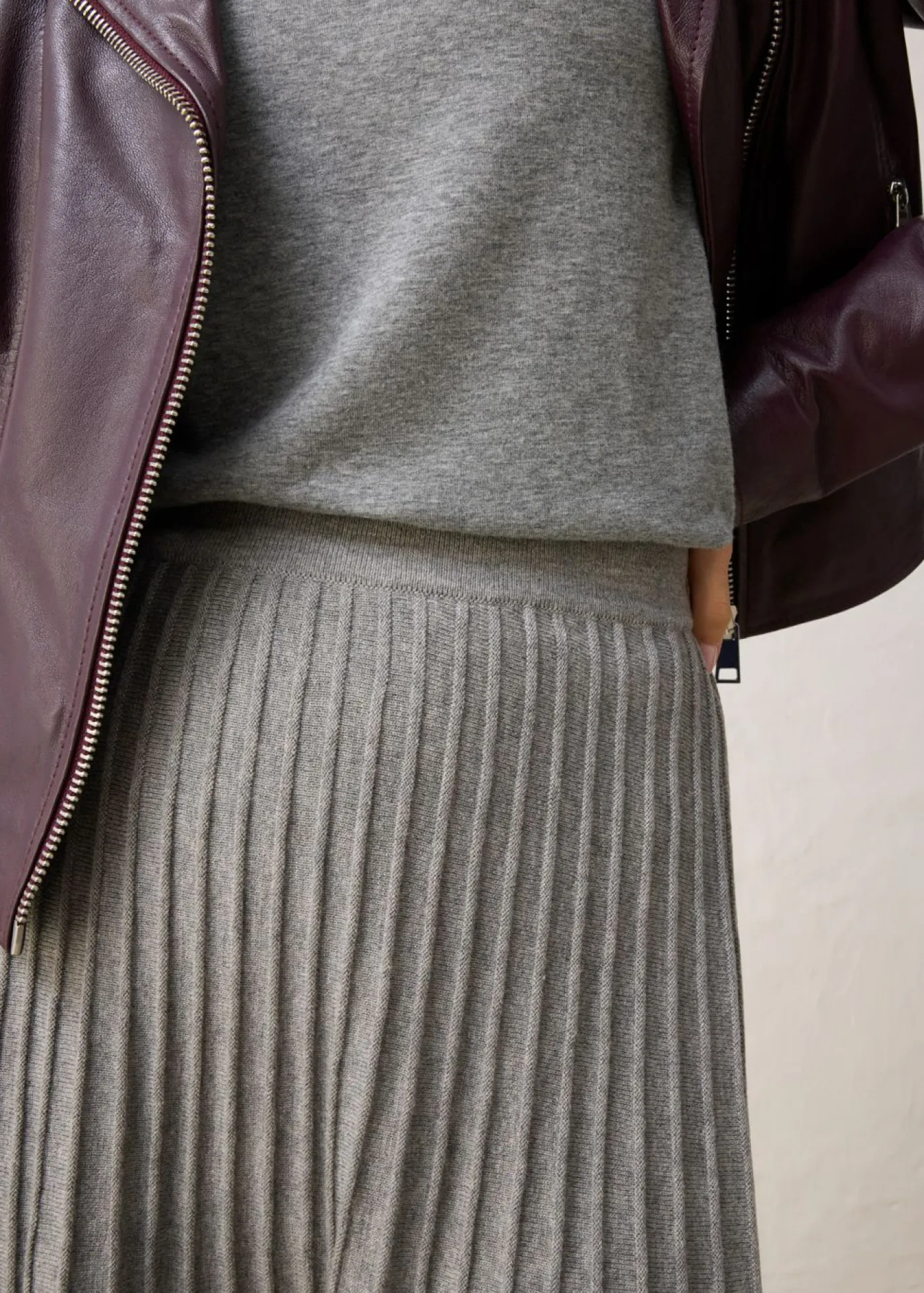 bonprix bonprix Premium|Faldas>Falda de punto con lana merino Gris jaspeado