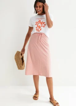 Mujer bonprix bonprix Falda de punto con rayas y largo hasta la rodilla