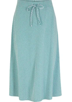 bonprix bonprix Faldas>Falda de punto con rayas y largo hasta la rodilla verde caña-blanco con rayas