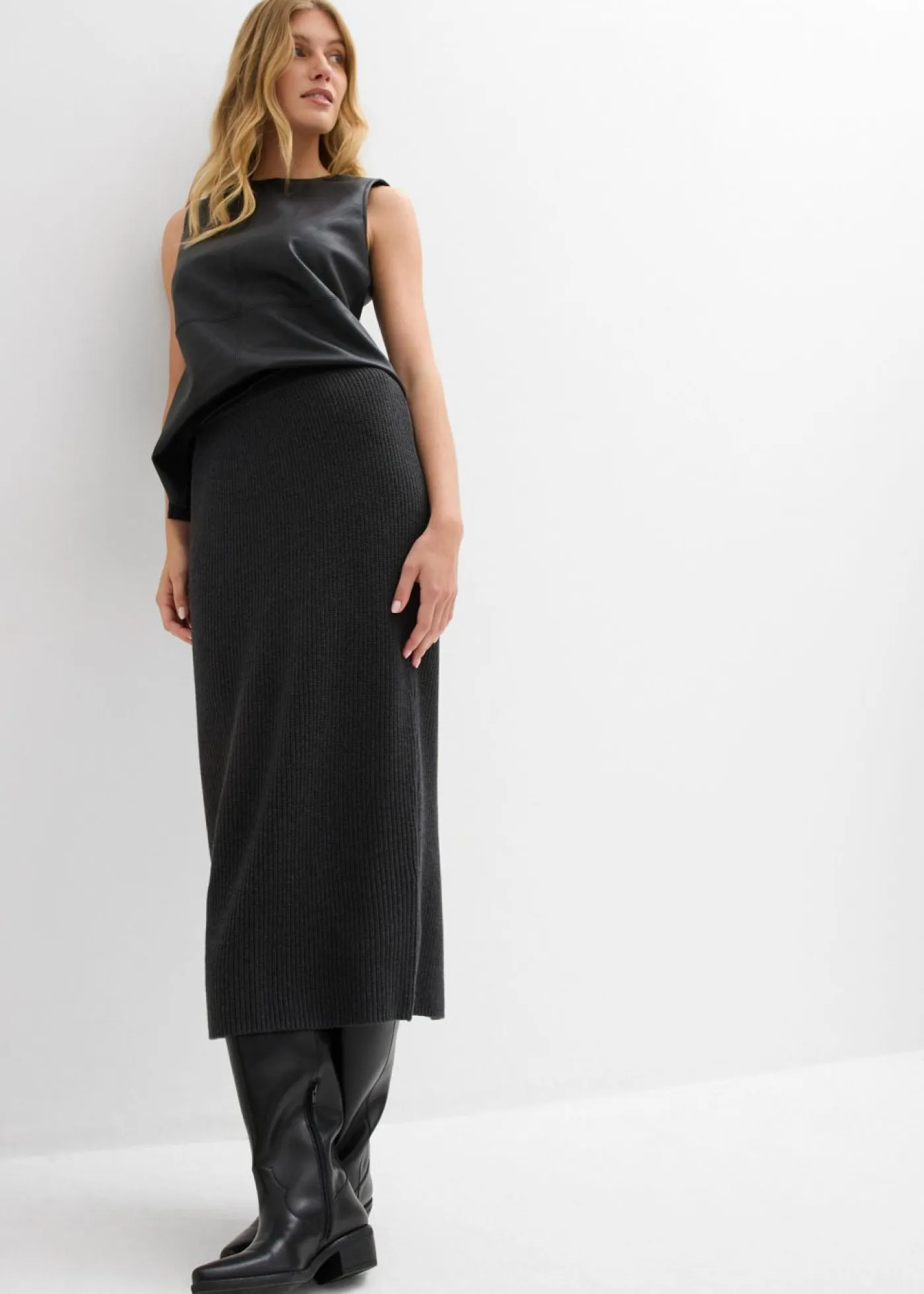 Mujer bonprix bonprix Falda de punto de algodón puro