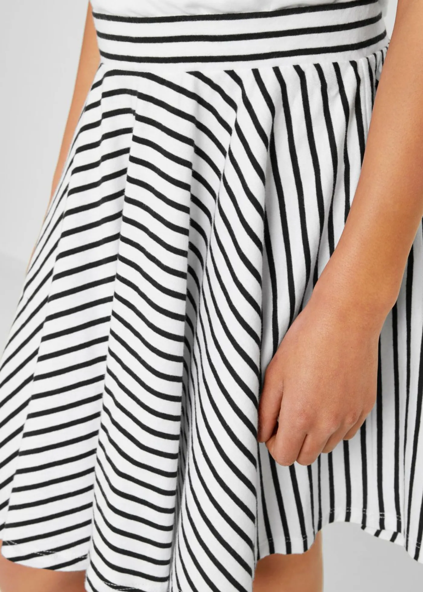 bonprix bonprix Ropa 9 A 16 Años·Faldas|Ropa 9 A 16 Años·Packs De Ropa>Falda de punto de algodón orgánico puro (2 unidades) Negro + negro-blanco de rayas