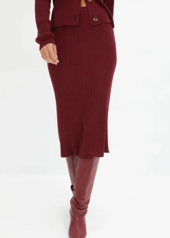 Mujer bonprix bonprix Falda de punto de canalé de mezcla de viscosa