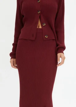 Mujer bonprix bonprix Falda de punto de canalé de mezcla de viscosa