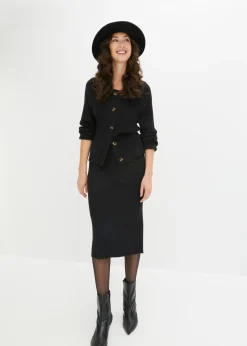 Mujer bonprix bonprix Falda de punto de canalé de mezcla de viscosa