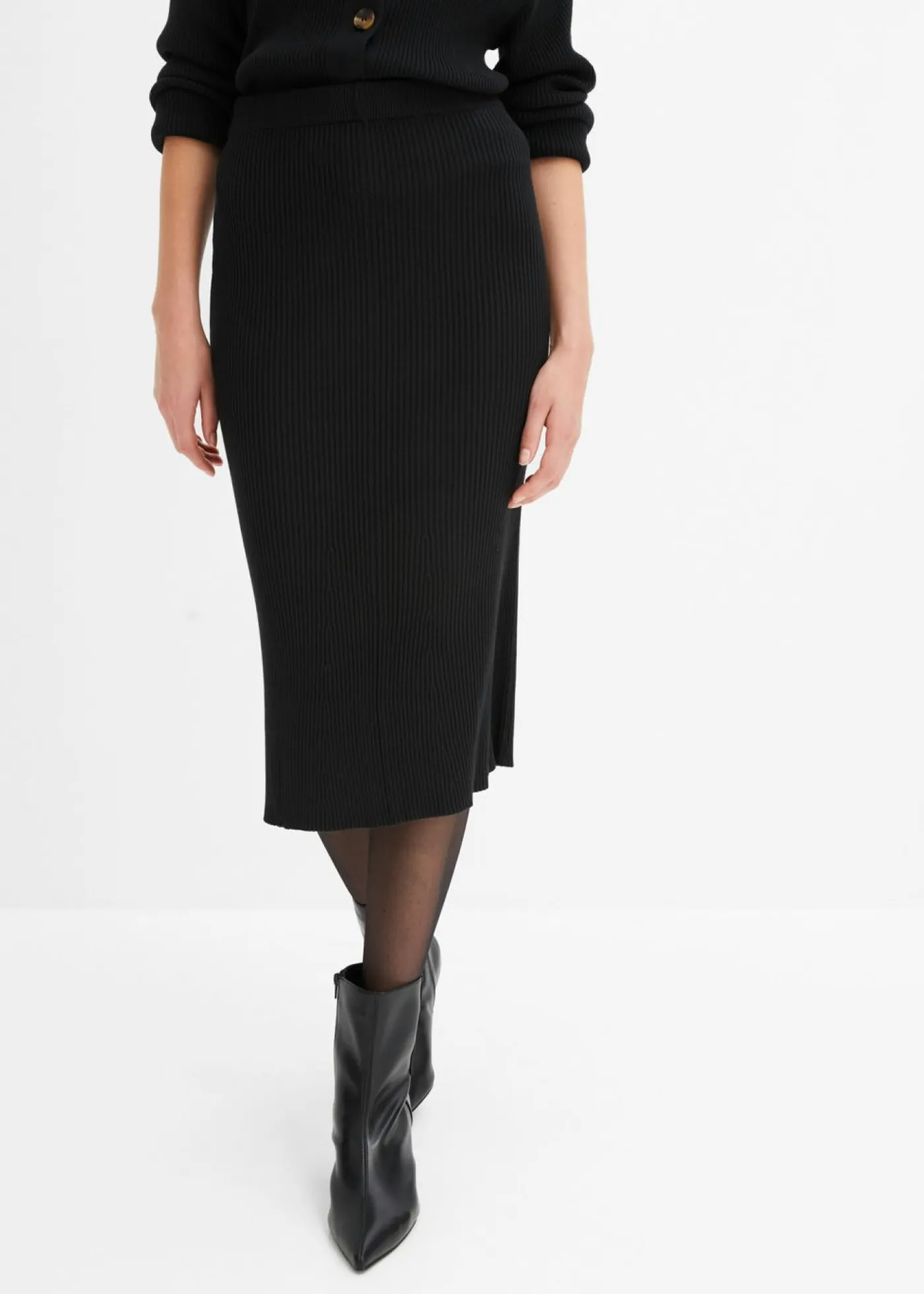 Mujer bonprix bonprix Falda de punto de canalé de mezcla de viscosa