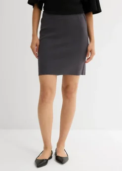 bonprix bonprix Esenciales|Faldas>Falda de punto de mezcla de viscosa pizarra