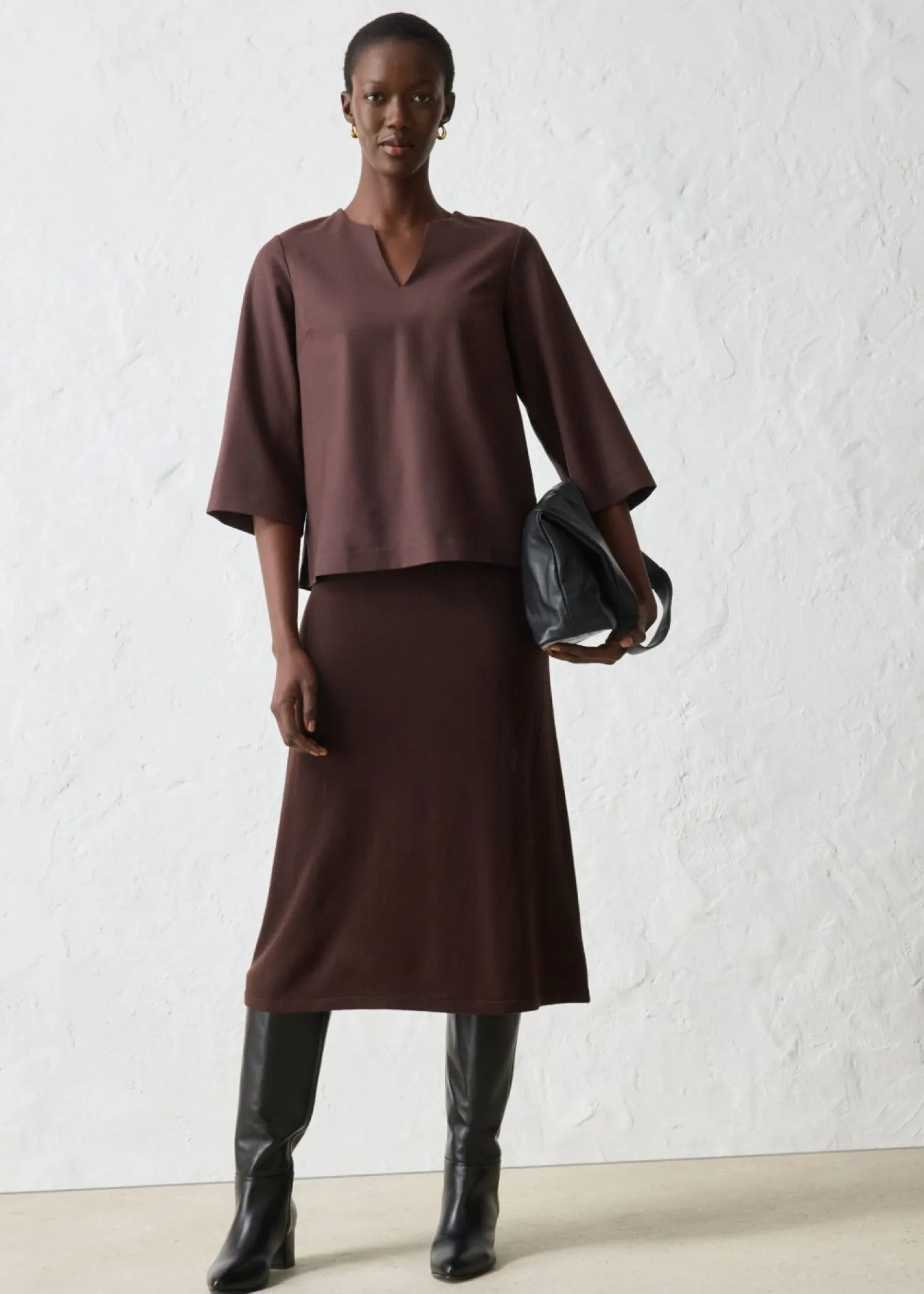 Mujer bonprix bonprix Falda de punto de mezcla de lana suave