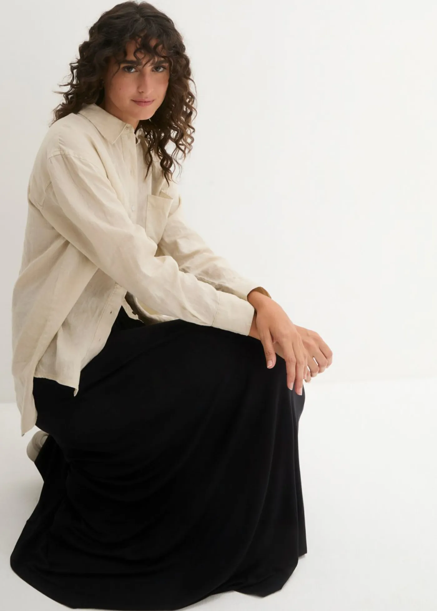 bonprix bonprix Faldas>Falda de punto en mezcla de viscosa Negro