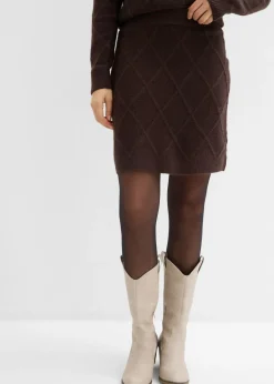 bonprix bonprix Faldas>Falda de punto trenzado Marrón oscuro