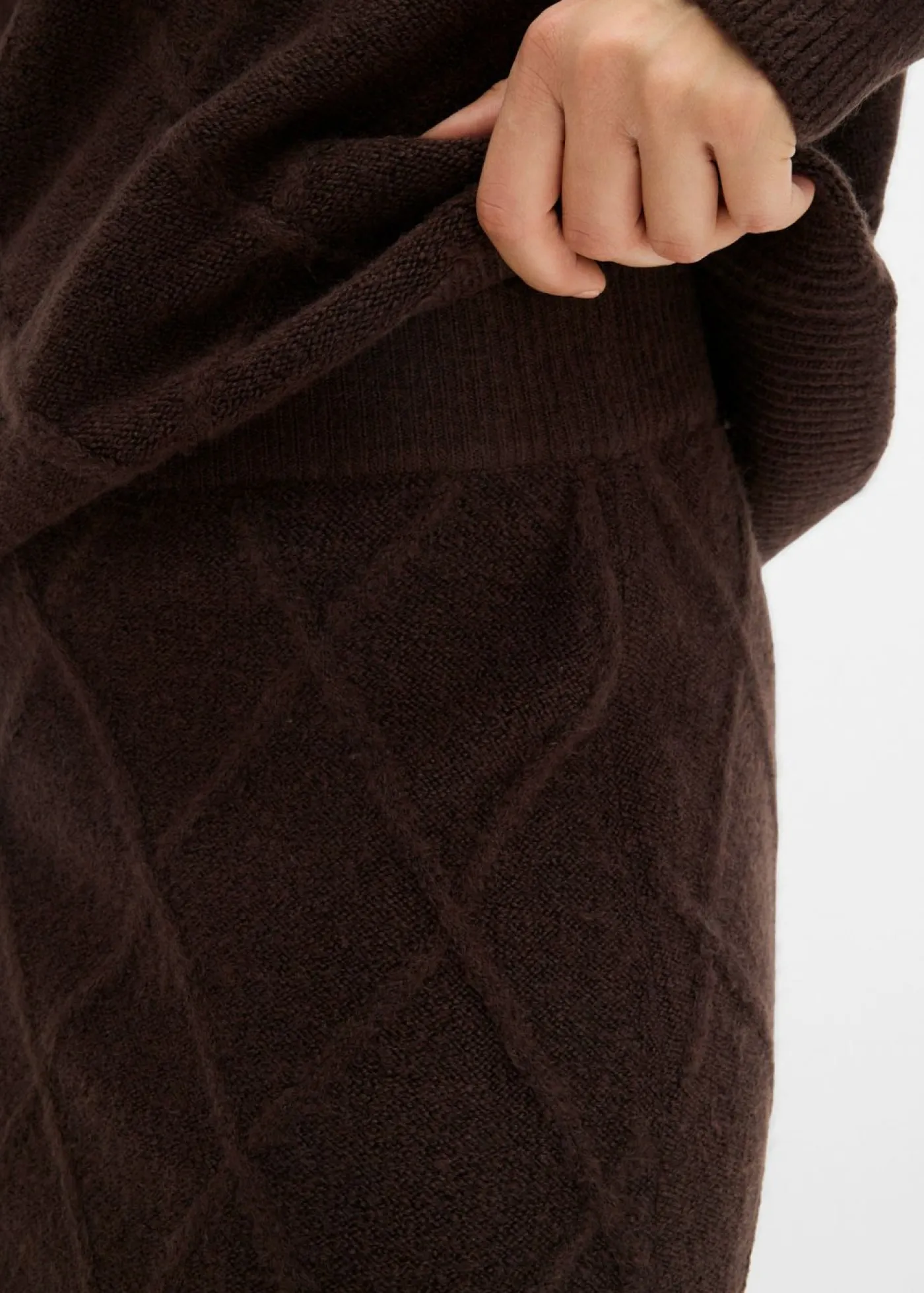 bonprix bonprix Faldas>Falda de punto trenzado Marrón oscuro