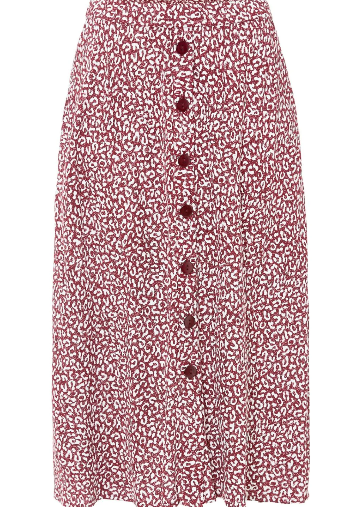 bonprix bonprix Faldas>Falda de viscosa hasta la rodilla con bolsillos y cintura cómoda estampado leo mora oscuro/blanco