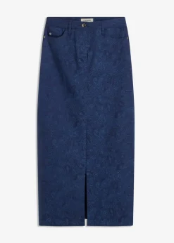 bonprix bonprix Faldas>Falda elástica de algodón Azul marino-índigo claro