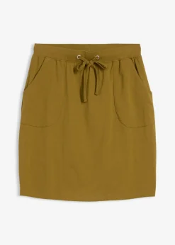 bonprix bonprix Básicos|Faldas>Falda elástica de algodón orgánico Verde-natural