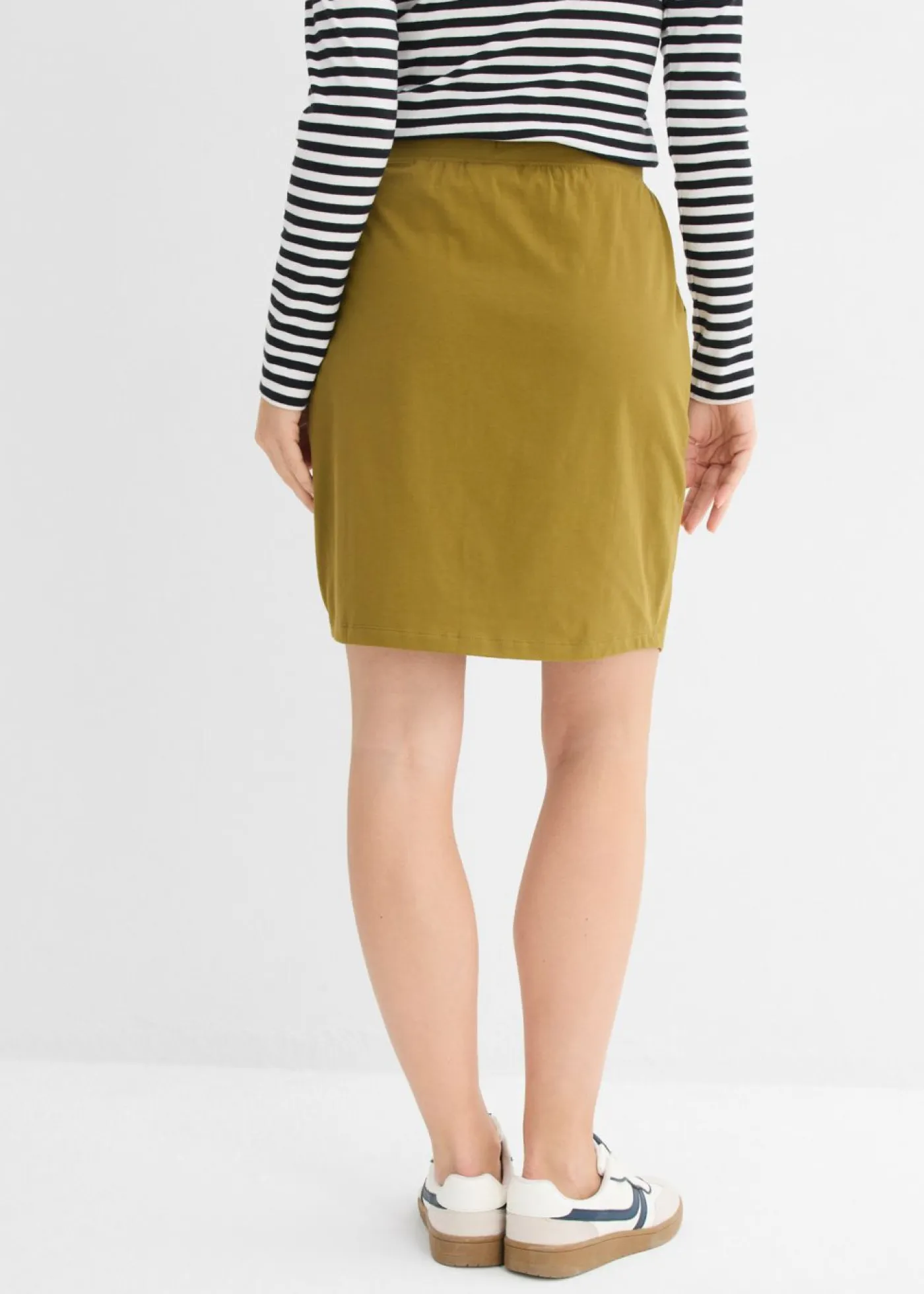 bonprix bonprix Básicos|Faldas>Falda elástica de algodón orgánico Verde-natural