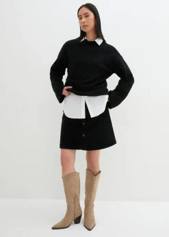 Mujer bonprix bonprix Falda elástica de pana con botones