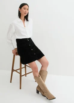 Mujer bonprix bonprix Falda elástica de pana con botones