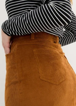 Mujer bonprix bonprix Falda elástica de pana con largo midi