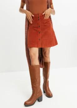 bonprix bonprix Faldas>Falda elástica de pana con botones óxido