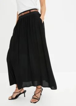 Mujer bonprix bonprix Falda larga con cinturón (2 piezas)