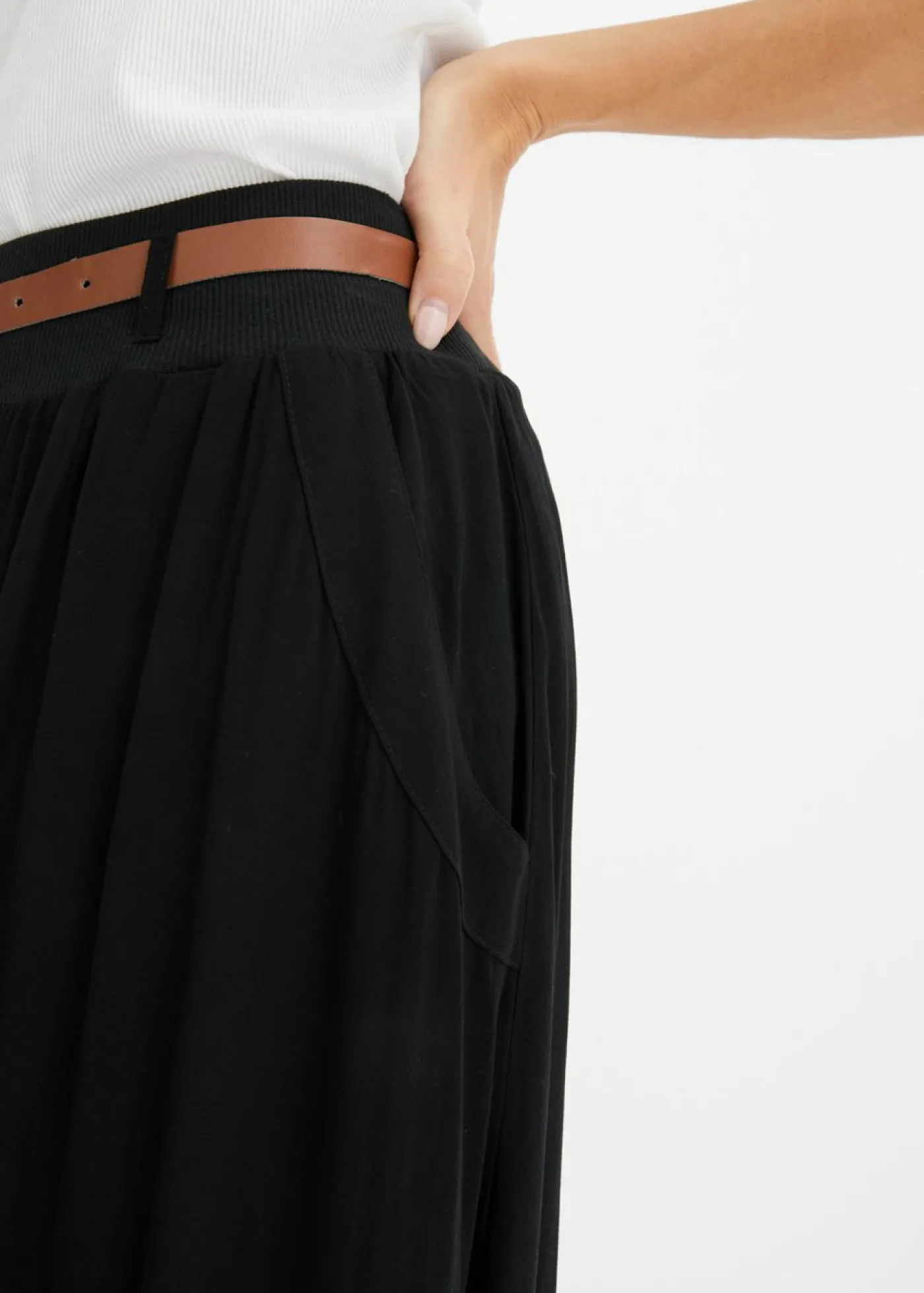 Mujer bonprix bonprix Falda larga con cinturón (2 piezas)