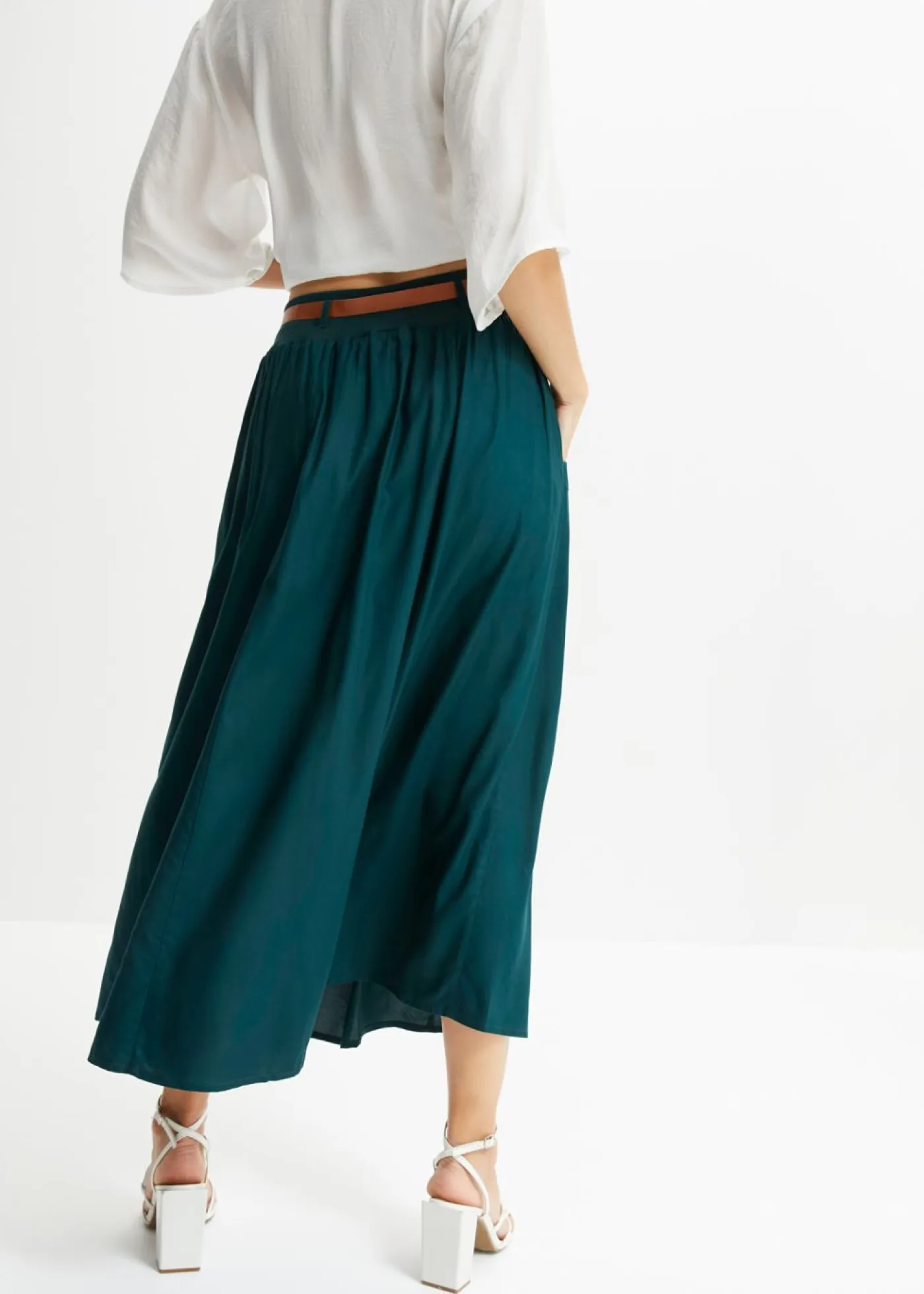 Mujer bonprix bonprix Falda larga con cinturón (2 piezas)