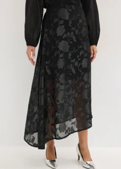 bonprix bonprix Faldas|Ropa Elegante>Falda larga con dobladillo asimétrico Negro