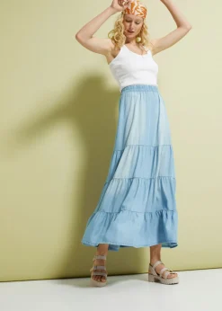 Mujer bonprix bonprix Falda larga de capas de TENCEL鈩