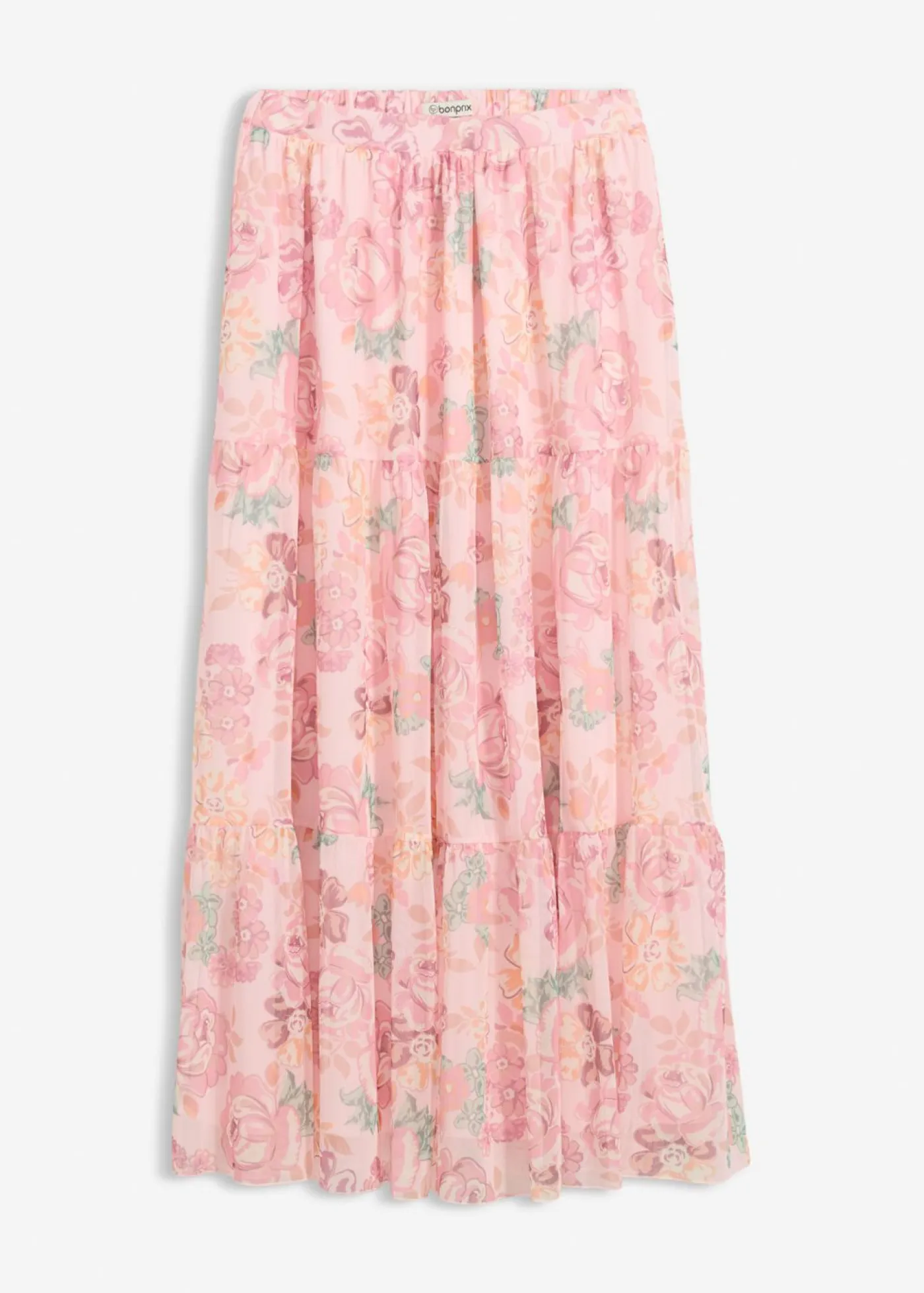 bonprix bonprix Faldas|Tallas Pequeñas>Falda larga de malla suave Rosa claro de flores